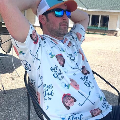 Custom Dad Polo Shirt with Kids Face, Personalized Golf Polo, Fathers Day Shirt Gift for Dad, Daddy, Grandpa in Saudi Arabia