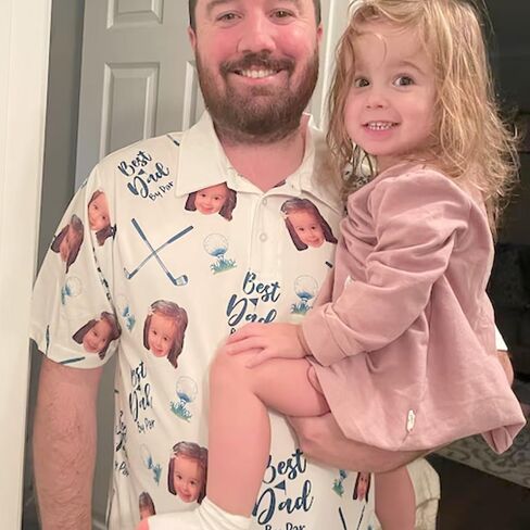 Custom Dad Polo Shirt with Kids Face, Personalized Golf Polo, Fathers Day Shirt Gift for Dad, Daddy, Grandpa in Saudi Arabia