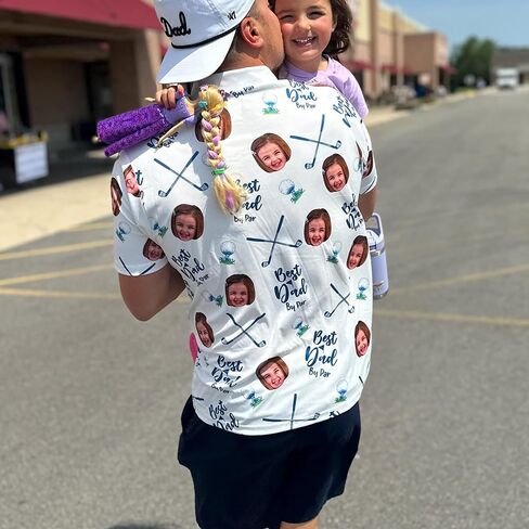 Custom Dad Polo Shirt with Kids Face, Personalized Golf Polo, Fathers Day Shirt Gift for Dad, Daddy, Grandpa in Saudi Arabia