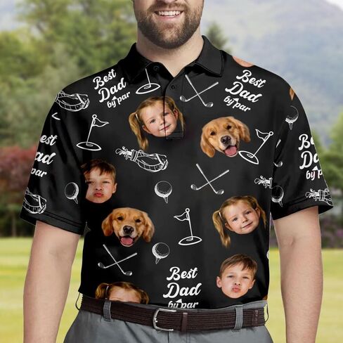 Custom Dad Polo Shirt with Kids Face, Personalized Golf Polo, Fathers Day Shirt Gift for Dad, Daddy, Grandpa in Saudi Arabia