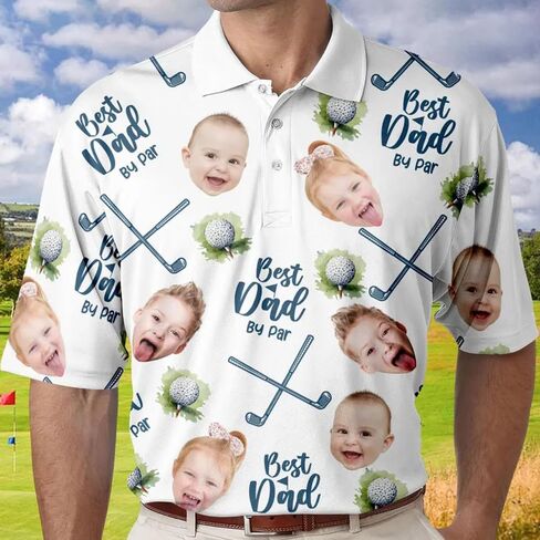 Custom Dad Polo Shirt with Kids Face, Personalized Golf Polo, Fathers Day Shirt Gift for Dad, Daddy, Grandpa in Saudi Arabia