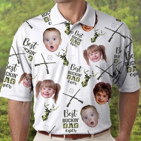 Custom Dad Polo Shirt with Kids Face, Personalized Golf Polo, Fathers Day Shirt Gift for Dad, Daddy, Grandpa in Saudi Arabia
