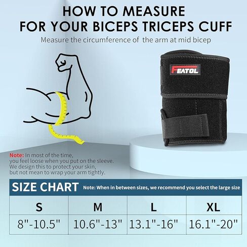 FEATOL Bicep Tendonitis Brace Compression Sleeve Support, Upper Arm Brace Bicep Support Bands for Pain Relief, Muscle Strains and Inflammation, Tricep/Bicep Wrap for Men and Women in Kuwait