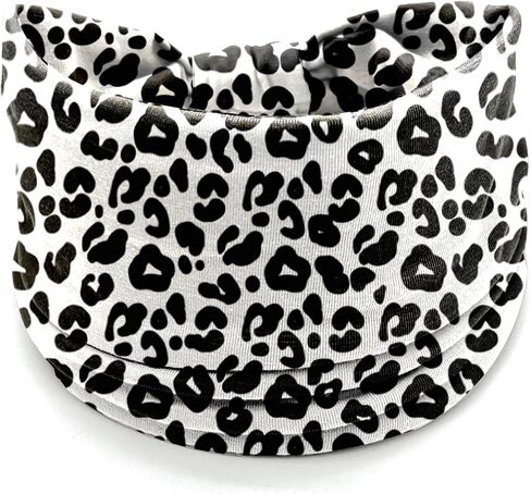Leopard Print Headbands for Women – 4 Pack Wide Stretchy Turban Hair Bands, Fashion Animal Print Head Wraps for Workout, Makeup, Casual & Street Style in Saudi Arabia