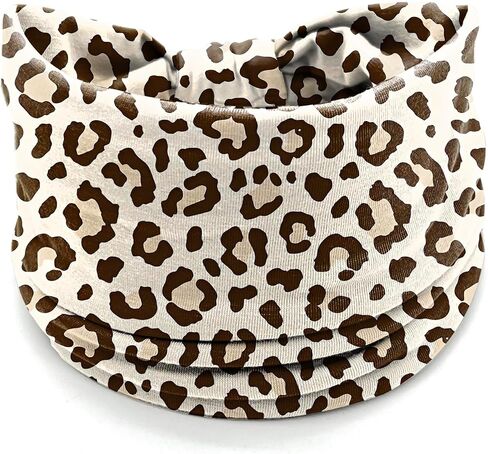 Leopard Print Headbands for Women – 4 Pack Wide Stretchy Turban Hair Bands, Fashion Animal Print Head Wraps for Workout, Makeup, Casual & Street Style in Saudi Arabia