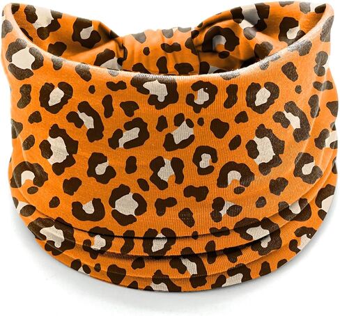 Leopard Print Headbands for Women – 4 Pack Wide Stretchy Turban Hair Bands, Fashion Animal Print Head Wraps for Workout, Makeup, Casual & Street Style in Saudi Arabia