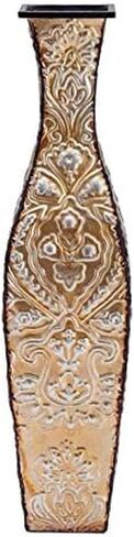 Elements Harlequin Embossed Metal Vase-Table Centerpiece Home Décor for Dried Flower and Artificial Floral Arrangements, Living Room Décor, Bedroom Décor, Decorative Vase, 17-Inch Multicolor in Saudi Arabia