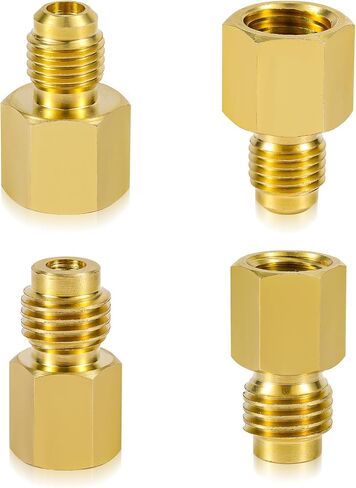 4pcs Brass Refrigerant Tank Adapter/Vacuum Pump, R134A to R12 Adapter Fittings 1/4 SAE Male to 1/2 ACME Female Flare Adaptor Automotive Fittings for AC Refrigerant System in Saudi Arabia