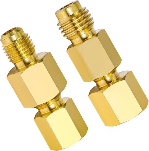 4pcs Brass Refrigerant Tank Adapter/Vacuum Pump, R134A to R12 Adapter Fittings 1/4 SAE Male to 1/2 ACME Female Flare Adaptor Automotive Fittings for AC Refrigerant System in Saudi Arabia