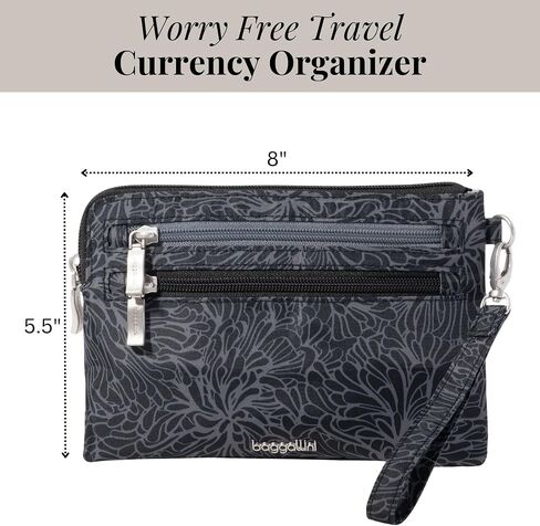 Baggallini Currency Organizer Wristlet-Lightweight 8"x5.5" RFID Protected Womens Wallet Card Holder in Saudi Arabia