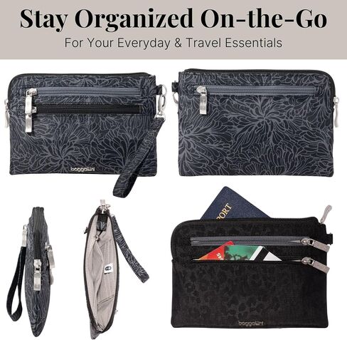 Baggallini Currency Organizer Wristlet-Lightweight 8"x5.5" RFID Protected Womens Wallet Card Holder in Saudi Arabia