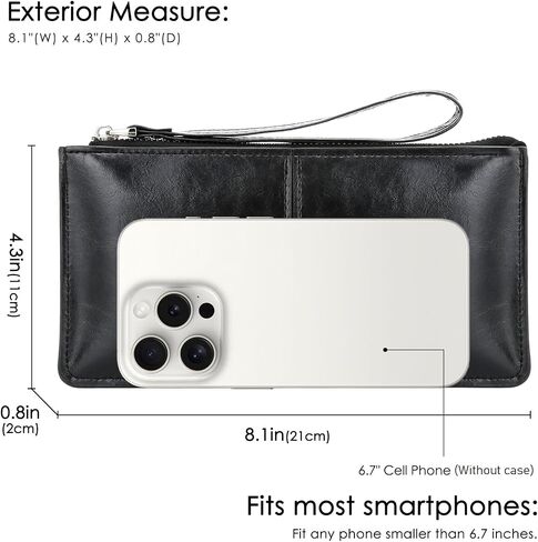 DOB SECHS Small Leather Wristlet Purses for Women Women's Clutch Handbags Wallet Cell Phone Purse Pouch Bags with Card Slots in Saudi Arabia