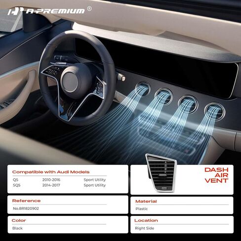 A-Premium Dashboard Air Vent Dash لوحة متوافقة مع Audi Q5 2010-2016 ، SQ5 2014-2017 ، الجانب الأيمن ، الأسود in Saudi Arabia
