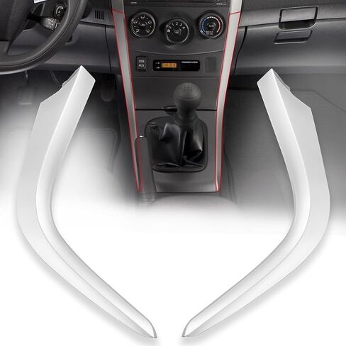55436-02330 Left & Right Upper Side Central Dashboard Cover Strip Trim Fit for Toyota Corolla 2007 2008-2013 Navigation Panel Frame Moulding Replacement for 55435-02370(Silver White) in Saudi Arabia