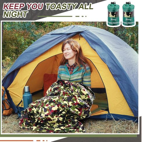 Preboun 50 Pcs Emergency Sleeping Bag Portable Lightweight Survival Bag Thermal Bivy Sack Bag Waterproof Emergency Blanket Survival Gear for Outdoor Camping Hiking Activities Homeless People Shelter in Saudi Arabia