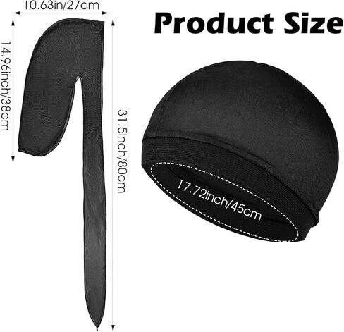 4Pcs Premium Durag Pack for Men Kids Silky Durag with Wave Caps Set Long Tail Wide Strap Headwraps Turban Beanies Satin Doo Rag Soft Elastic Dorag Deluxe Du-rag Over Durag for Boy Girl Hip-hop Decor in Saudi Arabia