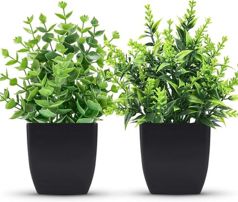 2 حزمة مصانع صغيرة مزيفة إكسسوارات الحمام الأسود لغرفة نوم المنزل ديكور المطبخ الحمام in Saudi Arabia