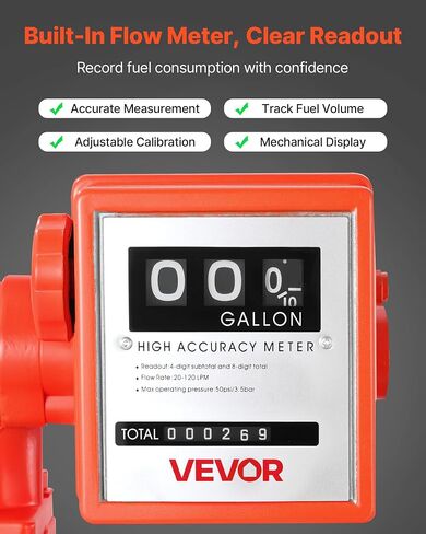 مضخة نقل الوقود Vevor 110 فولت ، 20 GPM 76 لتر/دقيقة ، مضخة نقل الزيت الكهربائية AC ، مع عداد ، فوهة الوقود التلقائي للوقود وخرطوم التفريغ ، التدفق العالي للبنزين ، الديزل ، الكيروسين ، الديزل الحيوي ، الإيثانول in Saudi Arabia