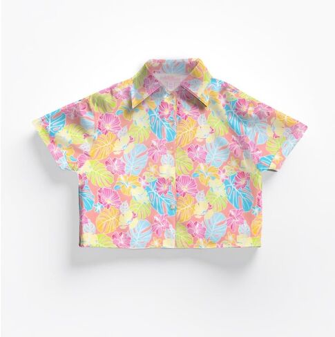 Tommy Bahama Girl's 2-Piece Matching Set - Short Sleeve Button-Down Floral Print Shirt & Shorts - Summer Outfit for Kids in Saudi Arabia