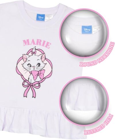 Disney Princess, Minnie Mouse, Lilo & Stitch, Aristocats Girls 2-Piece Ruffle Hem T-Shirt and Biker Shorts Set for Kids in Kuwait