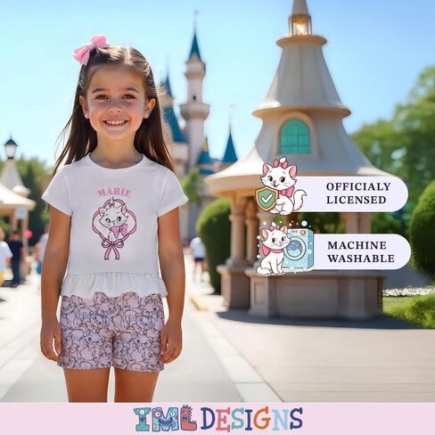 Disney Princess, Minnie Mouse, Lilo & Stitch, Aristocats Girls 2-Piece Ruffle Hem T-Shirt and Biker Shorts Set for Kids in Kuwait