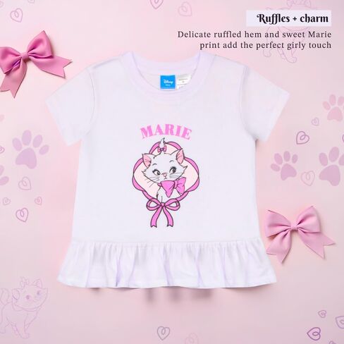 Disney Princess, Minnie Mouse, Lilo & Stitch, Aristocats Girls 2-Piece Ruffle Hem T-Shirt and Biker Shorts Set for Kids in Kuwait