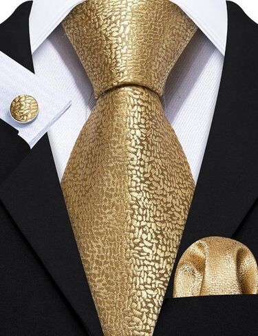 Barry.Wang Gold Ascot Cravat Tie Set for Men with Pocket Square Cufflink Silk Flower Necktie in Saudi Arabia