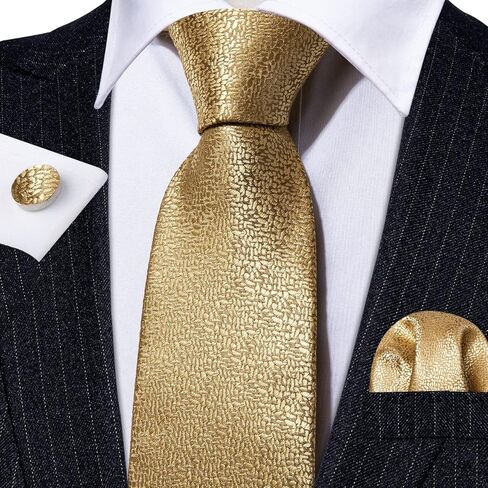 Barry.Wang Gold Ascot Cravat Tie Set for Men with Pocket Square Cufflink Silk Flower Necktie in Saudi Arabia