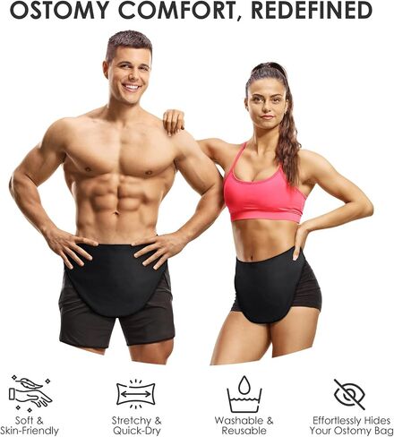 Ostomy Belt for Men & Women, Colostomy Ostomy Bag Covers | Post-Surgery Stoma & Ileostomy Belt with Inner Pocket | Stoma Bag Wrap Hide Adjustable for Sports Daily Life | Black XL in Saudi Arabia