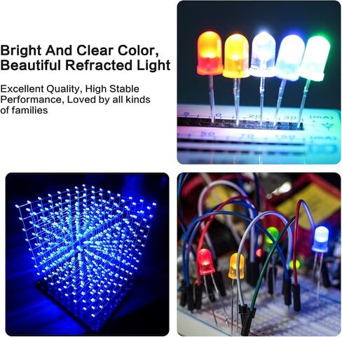 100 قطعة من صمامات LED الثنائية، مجموعة YIWANSON Mini 3 مم من الصمام الثنائي الباعث للضوء الشفاف، مجموعة صغيرة من الأحمر والأخضر والأزرق والأصفر والأبيض، للتجربة العلمية، ولوحة الدوائر، وأضواء عيد الميلاد in Saudi Arabia