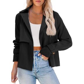 AGSEEM Womens Cropped Trench Coat Casual Single Breasted Lapel Short Jackets Fall Fashion Outerwear with Pockets 2025 in Saudi Arabia