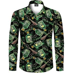Men's Halloween Novelty Button Down Long Sleeve Shirt, S-4XL in Kuwait