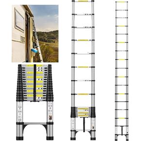 سلم تلسكوب 16.5 قدم ، سلم تمديد الألومنيوم مع مثبتات المثلث والأقدام غير المنقولة ، سلم سعة 330 رطلاً قابلاً للتمديد للمنزل ، العمل ، RV والفضة الخارجية in Kuwait