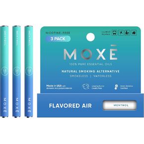 Moxe menthol menthol inhaler | الدعم المنعش غير الكهربائي النكهة غير الكهربائية | التثبيت عن طريق الفم الزيوت العطرية ، والرغبة في الإغاثة - 3 حزمة in Kuwait