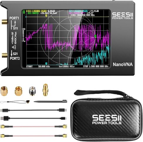محلل شبكة ناقل NanoVNA-H4 مطور، SeeSii أحدث V4.3/4.2 10 كيلو هرتز - 1.5 جيجا هرتز HF VHF UHF 4 بوصات محلل هوائي شاشة تعمل باللمس يقيس معلمات S، نسبة الموجة الدائمة للجهد، المرحلة، التأخير، مخطط سميث in Kuwait