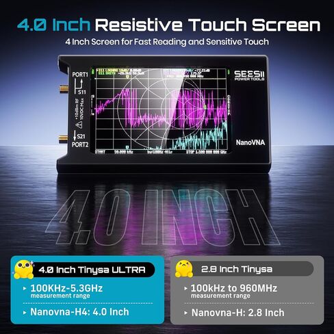 محلل شبكة ناقل NanoVNA-H4 مطور، SeeSii أحدث V4.3/4.2 10 كيلو هرتز - 1.5 جيجا هرتز HF VHF UHF 4 بوصات محلل هوائي شاشة تعمل باللمس يقيس معلمات S، نسبة الموجة الدائمة للجهد، المرحلة، التأخير، مخطط سميث in Kuwait