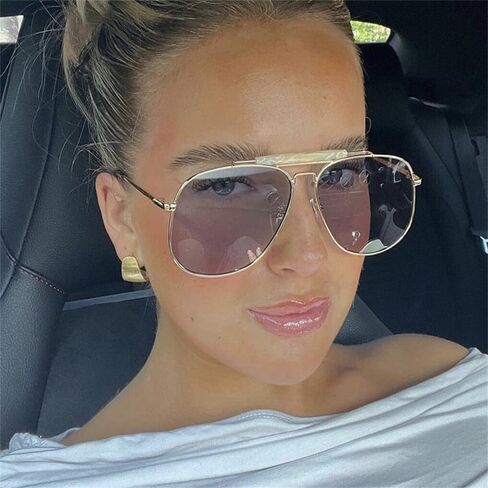 Women's Sunglasses Oversized Metal Frame Shades Glasses For Woman Retro UV400 in Saudi Arabia