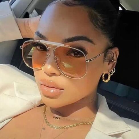 Women's Sunglasses Oversized Metal Frame Shades Glasses For Woman Retro UV400 in Saudi Arabia