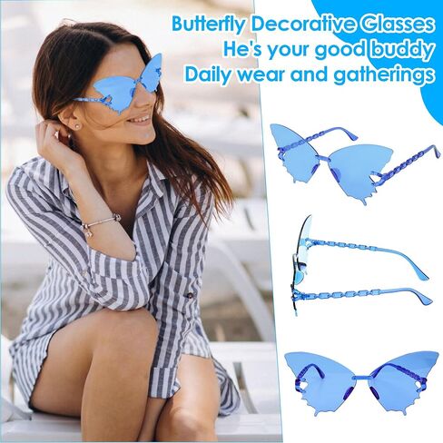 Sunglasses Butterfly, Rimless Butterfly Sunglasses, Adult Party Favors, for Daily, Bachelorette, Wedding, Vacation in Saudi Arabia