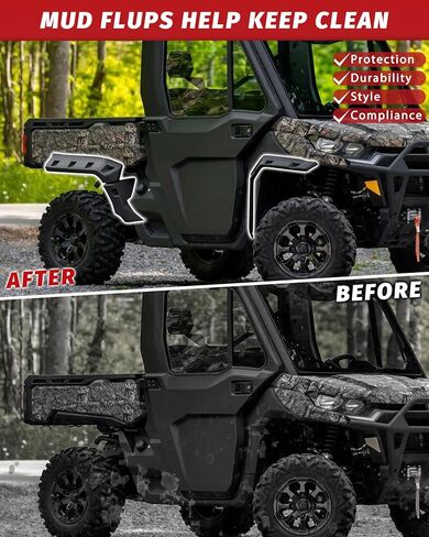 Fender Sport Fender for Can Am Am ​​Defender ، Front Grong Hucked Dustich Combined Flap Flap for Can-Am Defender HD7 HD8 HD9 HD10 MAX 2016-2025 ، استبدل #715003898 ، 6pcs in Kuwait