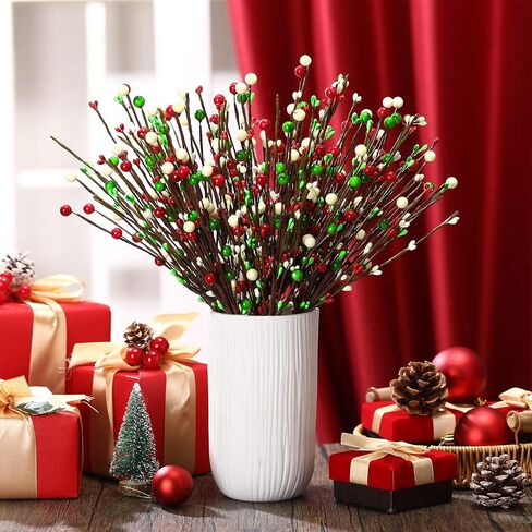 Cindeer 10 Pcs 4th of July Artificial Berry Stems Patriotic Day Artificial Berry Stem Spray Pick Memorial Day 16.14 Inch Red White Blue Berry Fruit Floral Bunch for Home Festival Office Decorations in Saudi Arabia