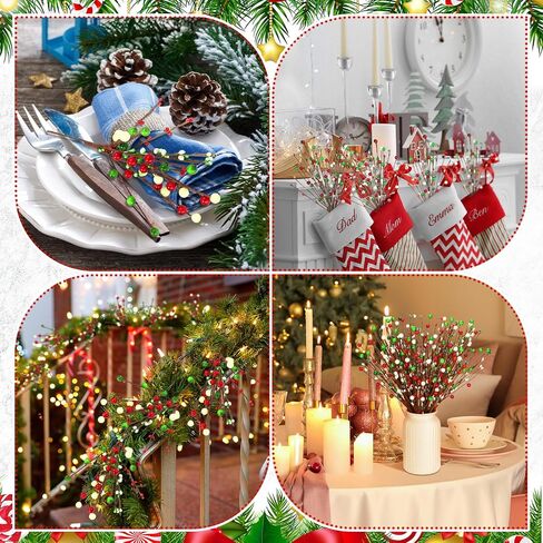 Cindeer 10 Pcs 4th of July Artificial Berry Stems Patriotic Day Artificial Berry Stem Spray Pick Memorial Day 16.14 Inch Red White Blue Berry Fruit Floral Bunch for Home Festival Office Decorations in Saudi Arabia