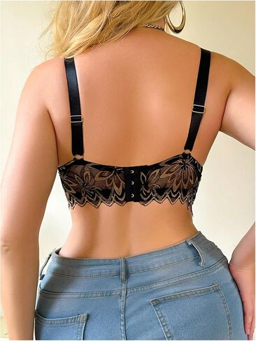 OYOANGLE Women's Plus Size Floral Lace Underwire Bra Scallop Trim High Support Everyday Bras in Saudi Arabia
