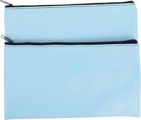2pcs الأموال حقيبة الأموال Zipper Pu Leather Cash Cash for Bank Websits و Documents Bank Report Pouch Bag Bag in Kuwait