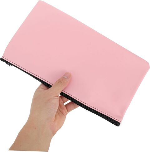 2pcs الأموال حقيبة الأموال Zipper Pu Leather Cash Cash for Bank Websits و Documents Bank Report Pouch Bag Bag in Kuwait
