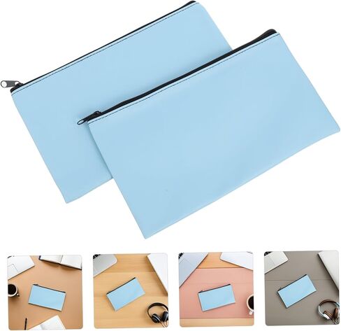 2pcs Leather Money Bags Zipper Driver Cash Pouches Bank Deposit Pouches for Money Storage in Saudi Arabia