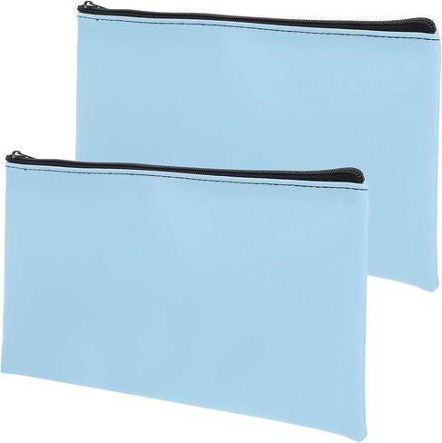 2pcs Bank Deposit Pouch Zipper Cash Bag Receipt Bag Large Capacity Money Wallet Organiser Pu Leather for Business Personal in Saudi Arabia