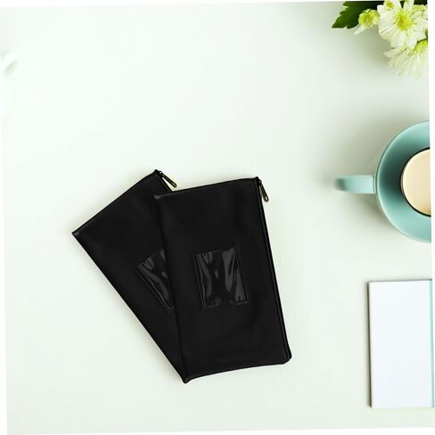2Pcs Window Zipper Utility Deposit Bag Cash Wallet for Coins PU Leather Money Storage Pouch with External Card Slot for Easy Organization in Saudi Arabia