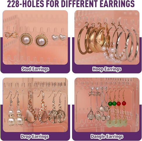 360 درجة منظم المجوهرات الدوار مع 5 طبقات ، وقائم منظم حلق أكريليك ، 228 حفرة و 232 أخاديد للأزرار ، وأقراط دانكلي ، وسلاسل ، وأساور ، وقلادة in Kuwait