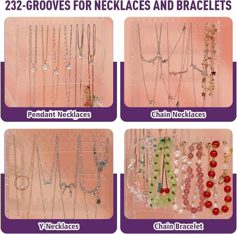 360 درجة منظم المجوهرات الدوار مع 5 طبقات ، وقائم منظم حلق أكريليك ، 228 حفرة و 232 أخاديد للأزرار ، وأقراط دانكلي ، وسلاسل ، وأساور ، وقلادة in Kuwait